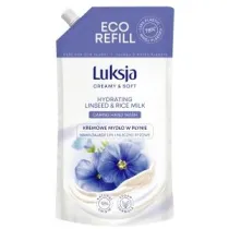 Luksja Creamy & Soft Len i Mleczko Ry�owe Nawil�aj�ce kremowe myd�o w p�ynie - zapas 900 ml