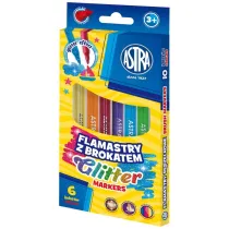 Astra Flamastry okrge z brokatem 6 szt.