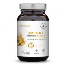 Aura Herbals Omega+ Witamina D3 800 IU dla dzieci, kapsułki twist-off - suplement diety 60 kaps.