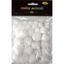 Galeria Hobby Pompony glitter bia�e 15x25mm 30 szt