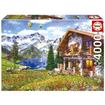 Puzzle 4000 Dom w Alpach Educa