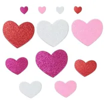 Titanum Naklejki piankowe serca brokatowe 3 kolory 15x13/3