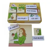 Zestaw dydaktyczny. Co je? Co pije?