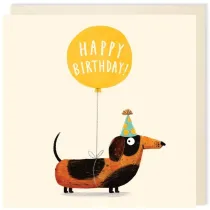 Karnet kwadrat 011 Urodziny Szczeniak z balonem