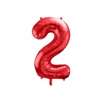 PartyDeco Balon foliowy 2 czerwony 86cm