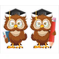 LearnHow Dekoracje okienne szko�a - Sowy w biretach 2 szt.