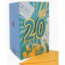 Fresh Karnet B6 MNJ-19-405 naklejany brokat Urodziny 20