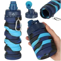 Butelka na wod bidon silikonowy skadany z uchwytem sportowy niebieski 500 ml