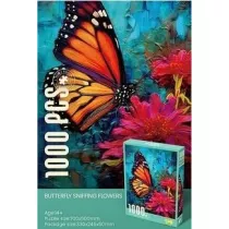 Puzzle 1000 el. motyl na kwiatach Adar