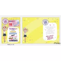 Stamp Karnet Party naklejany B6+koperta Urodziny 18 wz21