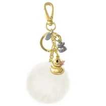 Zawieszka do torebki kaczuszki z�ote z pomponem
