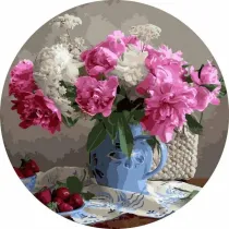 Twoje Hobby Malowanie po numerach okr�g�e - Kwiaty i truskawki 40cm