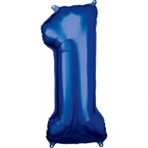 Amscan Balon foliowy cyfra 1 niebieska 38x86cm
