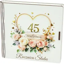 Pude�ko drewniane z ksi��eczk� 45 rocznica �lubu (15x15x2cm)