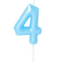 �wieczka na tort - cyferka Candy 4 niebieska 6cm