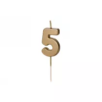 PartyDeco �wieczka urodzinowa 5 z�ota 4.5cm