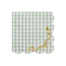 PartyDeco Serwetki kratka z kokardk 33x33cm 12 szt.