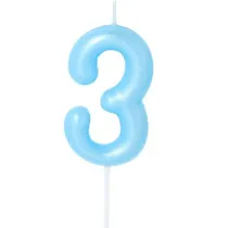 �wieczka na tort - cyferka Candy 3 niebieska 6cm
