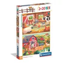 Puzzle 2x20 Super kolor The Farmyard Family 24818 Clementoni