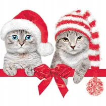 Serwetki Lunch Maki BN - Lovely Cats in Christmas Hats SLGW026201