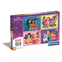 Puzzle 4w1 12+16+20+24 el. Super Kolor Disney Princess Clementoni