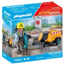 Playmobil Action Heroes Pracownik budowlany z m�otem pneumatycznym 71752
