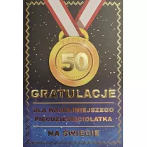 Karnet Urodziny 50 medal mskie