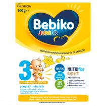 Bebiko Junior 3 Odżywcza formuła na bazie mleka dla dzieci powyżej 1. roku o smaku waniliowym 600 g