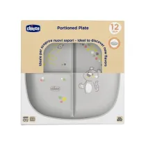 Chicco Talerz 3-dzielny szary 12m+