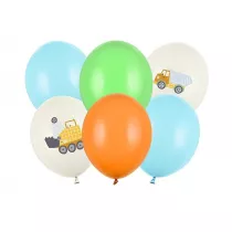 PartyDeco Balony Pojazdy budowlane 30cm