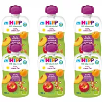 Hipp Mus owocowy po 6. miesicu jabka-mirabelki-brzoskwinie zestaw 6 x 100 g Bio