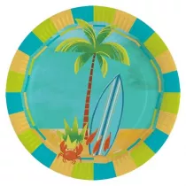 Amscan Talerze owalne papierowe Surfing 23cm 8 szt.