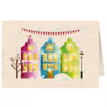 Cozywood Karnet drewniany witeczny C6 Miasto + koperta