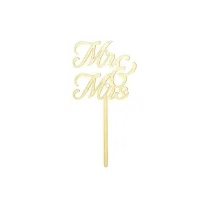 PartyDeco Topper akrylowy na tort MR & MRS, z�oty 16.5cm