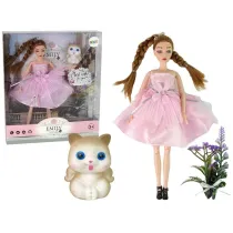 Lalka Emily warkocze kot kwiaty LeanToys