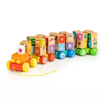 Drewniany pocig due klocki edukacyjne alfabet Ecotoys