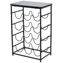 H&S Decoration Stojak na wino z czarnym blatem 40x26xh60 cm