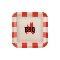 PartyDeco Talerzyki papierowe BBQ 26x26cm