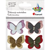 Titanum Aplikacje materiaowe motyle z cyrkoni 4 szt.