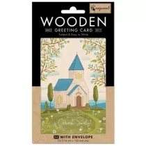 Cozywood Karnet drewniany C6 + koperta Chrzest Ko�ci�