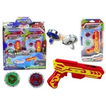 Zestaw pistolet wyrzutnia 2 metalowe kr��ki czerw LeanToys