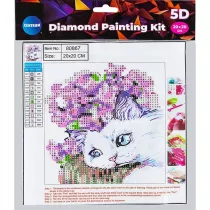 Centrum Diamentowa mozaika 5D - Cat&Flowers 20x20cm