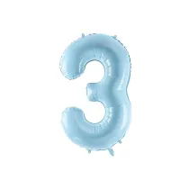 PartyDeco Balon foliowy 3 jasny niebieski 86cm