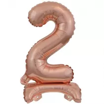 Amscan Balon foliowy mini cyfra 2 na stojaku r�owe z�oto