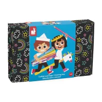 Janod Zestaw przyborw do kolorowania kredki flamastry Coloring box 42 el.