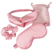 Ecarla Zestaw zestaw satynowych akcesori�w kosmetycznych opaska + opaska na oczy + gumka do w�os�w + woreczek 3 szt.