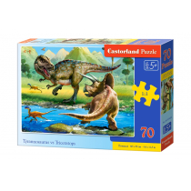 Puzzle 70 el. Dinozaury tyrannosaurus i triceratops Castorland