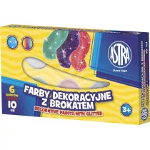 Astra Farby dekoracyjne brokatowe 6 x 10 ml