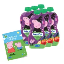 BoboVita Zestaw winka Peppa Mus jagody jabka banan po 6 miesicu Zgrzewka + Kolorowanka Peppa GRATIS 6 x 100 g