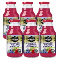 Sady Wincenta Sok 100% jabkowo-borwkowy naturalnie mtny toczony NFC Zestaw 6 x 330 ml